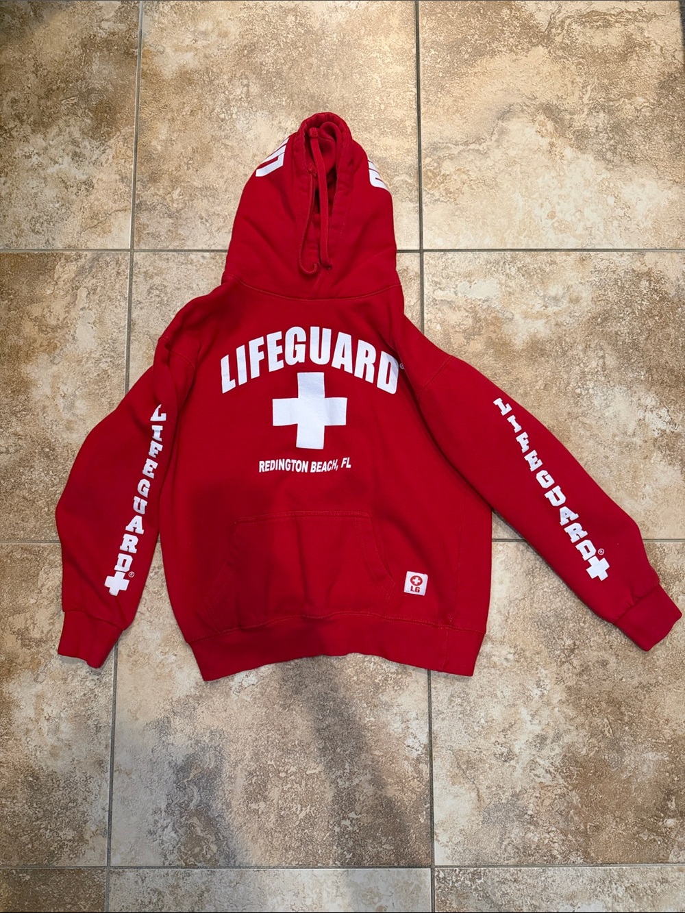 Red Lifeguard Crewneck Hoodie - Classic Rescue Pullover